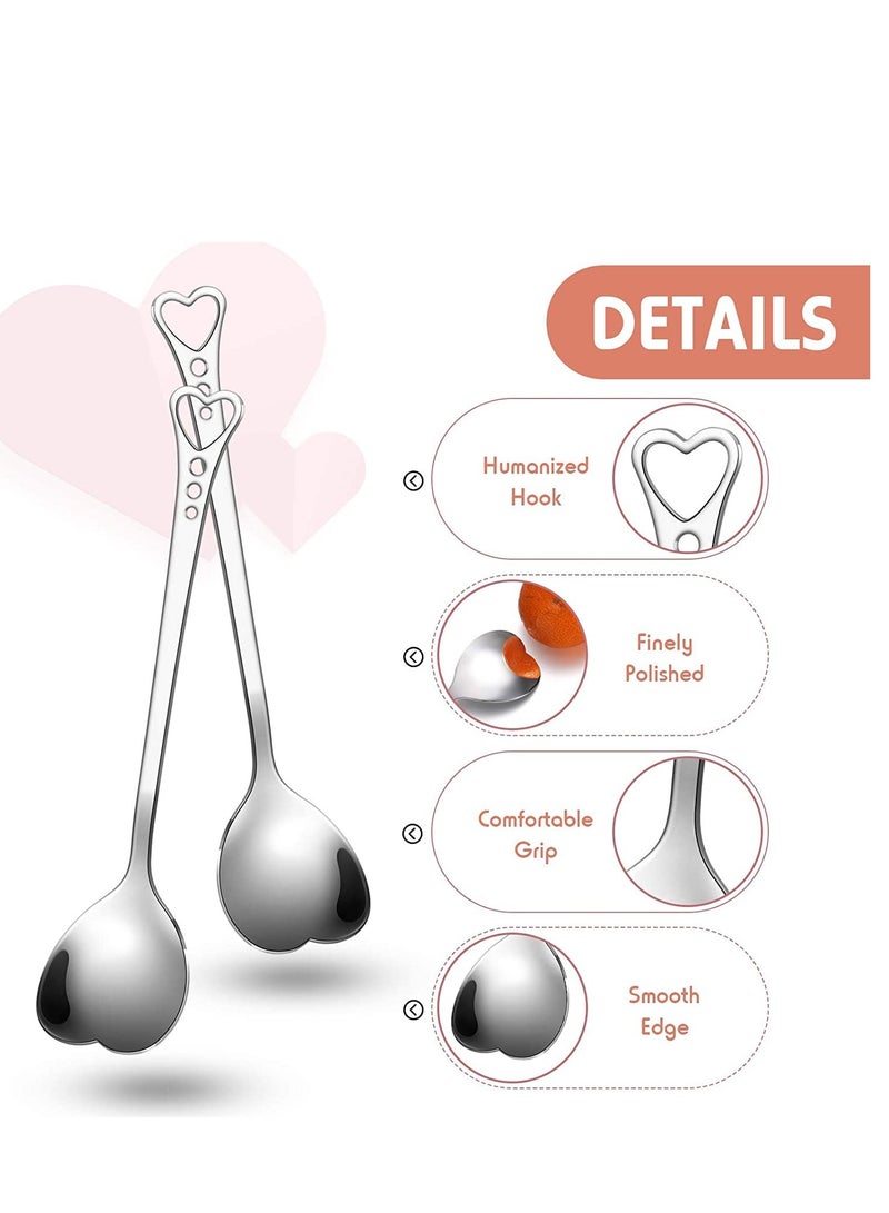 12 Pcs Heart Shaped Stainless Steel Tea Spoon Flatware Set 5.7 Inch Coffee Spoon Premium Stainless Steel Coffee Spoons Sugar Spoons Ice Cream Cake Dessert Spoon Stirring Spoon for Home Restaurant