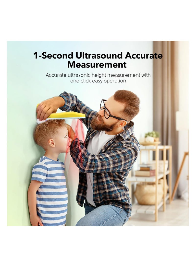 Ultrasound Body Height Stadiometer, Portable Handheld Cordless Height Measurement Device, with Temperature Display, Precision Room Decor, for Children and Adults 30cm-220cm / 11.8in-86.6in