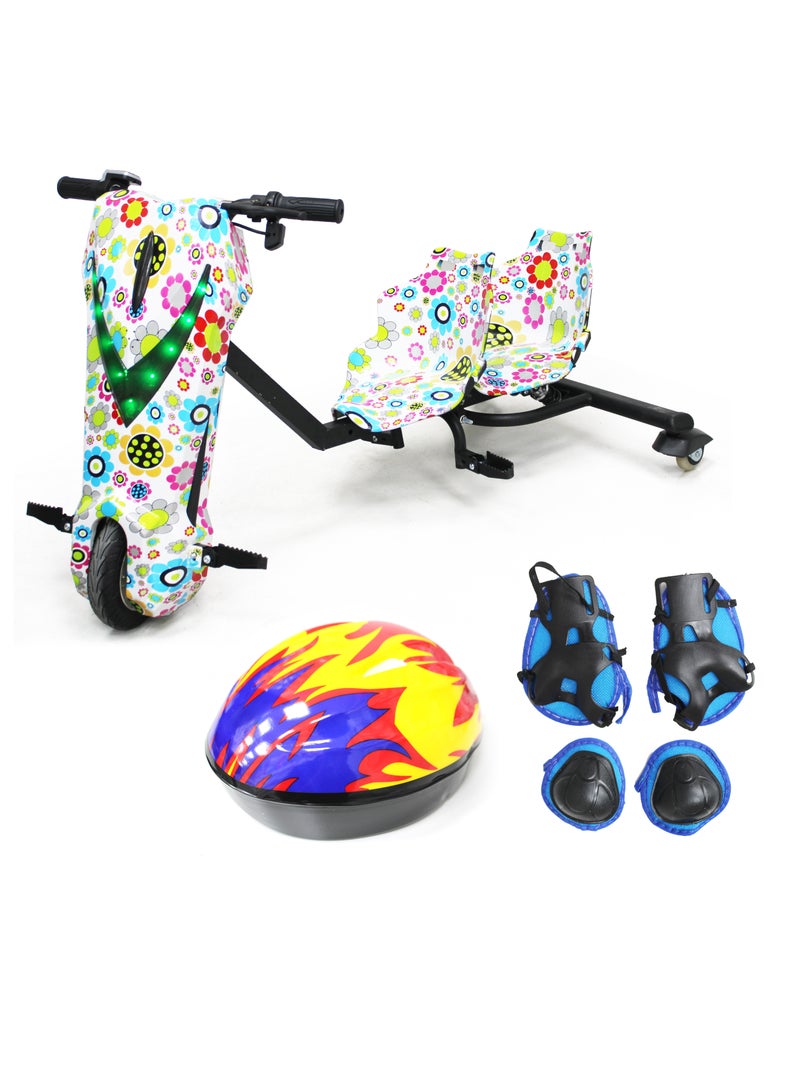 Drifting Electric Scooter Double Seat 350W Motor 36V Battery Bluetooth Speaker Lights Shock Absorber 360 Degree Drifting Scooter For Kids/Adults Max Speed 20 km/h
