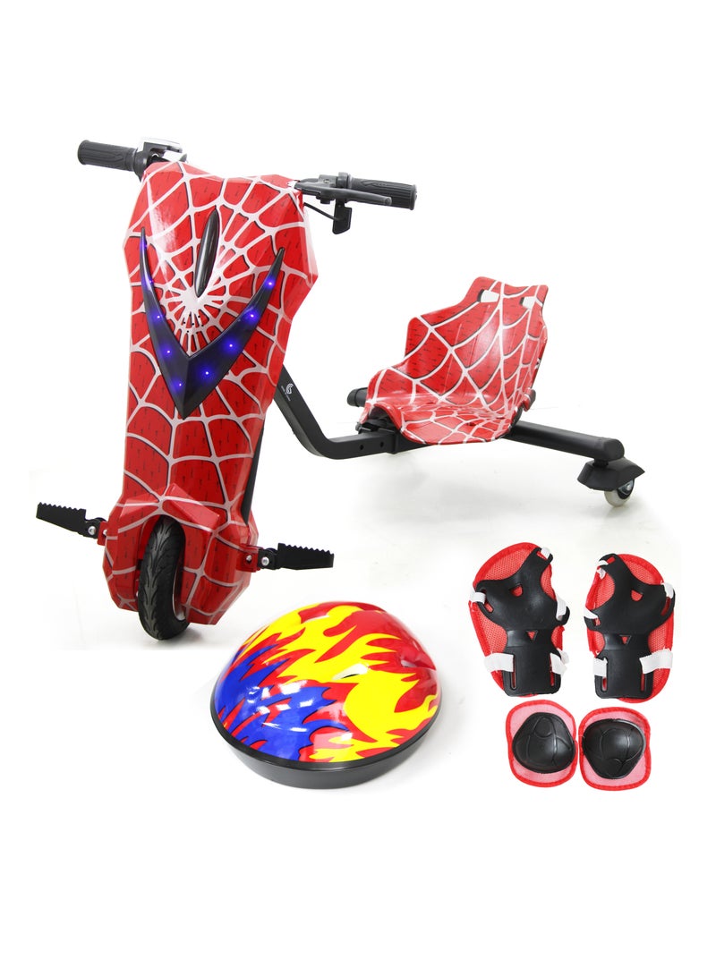 Spider Small Drifting Electric Scooter 350W 36V4.4AH 6 inch Tire Bluetooth Speaker Multicolor Headlights Safety Gears (Big Spider)