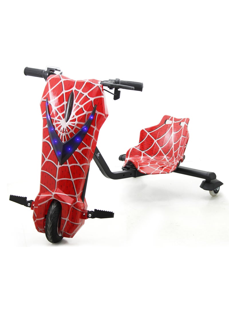 Spider Small Drifting Electric Scooter 350W 36V4.4AH 6 inch Tire Bluetooth Speaker Multicolor Headlights Safety Gears (Big Spider)