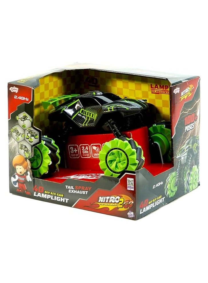 Nitro2GO Remote Control LampLight Car,RC Stunt Car with LED,with Double Sided 360 Degrees Tumbling and Rotating, 2.4GHZ Remote Control Toy Car for Boys and Girls 3-8