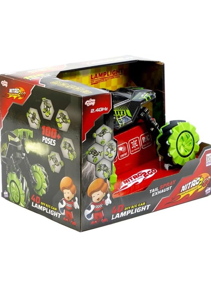 Nitro2GO Remote Control LampLight Car,RC Stunt Car with LED,with Double Sided 360 Degrees Tumbling and Rotating, 2.4GHZ Remote Control Toy Car for Boys and Girls 3-8