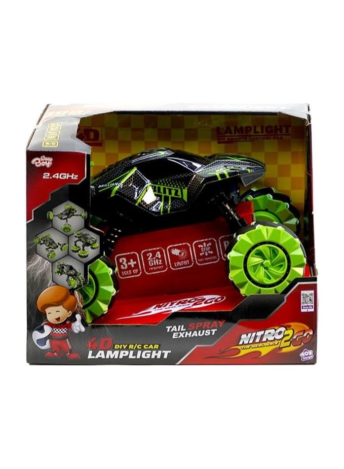 Nitro2GO Remote Control LampLight Car,RC Stunt Car with LED,with Double Sided 360 Degrees Tumbling and Rotating, 2.4GHZ Remote Control Toy Car for Boys and Girls 3-8