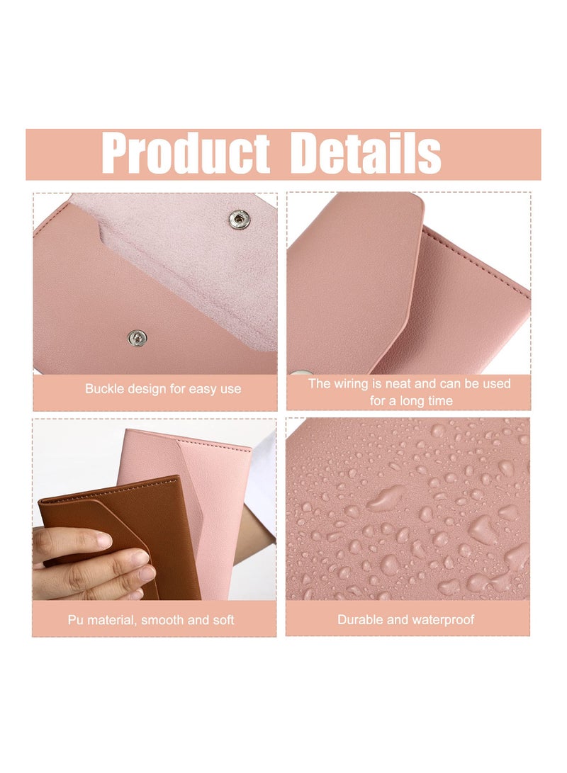 3 Pieces Cash Envelopes Bag PU Leather Cash Money Pouch Cash Wallet Envelope Reusable for Spring Festival Wedding Birthday Graduation Holidays (Black, Camel Pink)