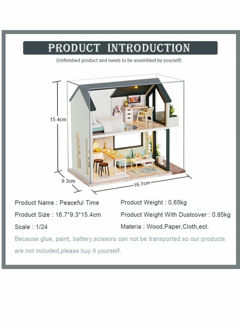 Dollhouse, Miniature Dollhouse DIY, Kit with Furniture Dollhouse, 3D Wooden Miniature House with Dust Cover, for kid's Educational Toys (QL01)