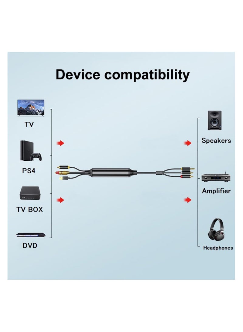 AV300 Digital to Analog Audio Conversion Cable, Digital SPDIF/Optical & Coaxial to Analog L/R RCA & 3.5mm AUX Stereo Audio Cable for Xbox/ for PS4/ for PS5/ TV/ Home Stereo (3M)