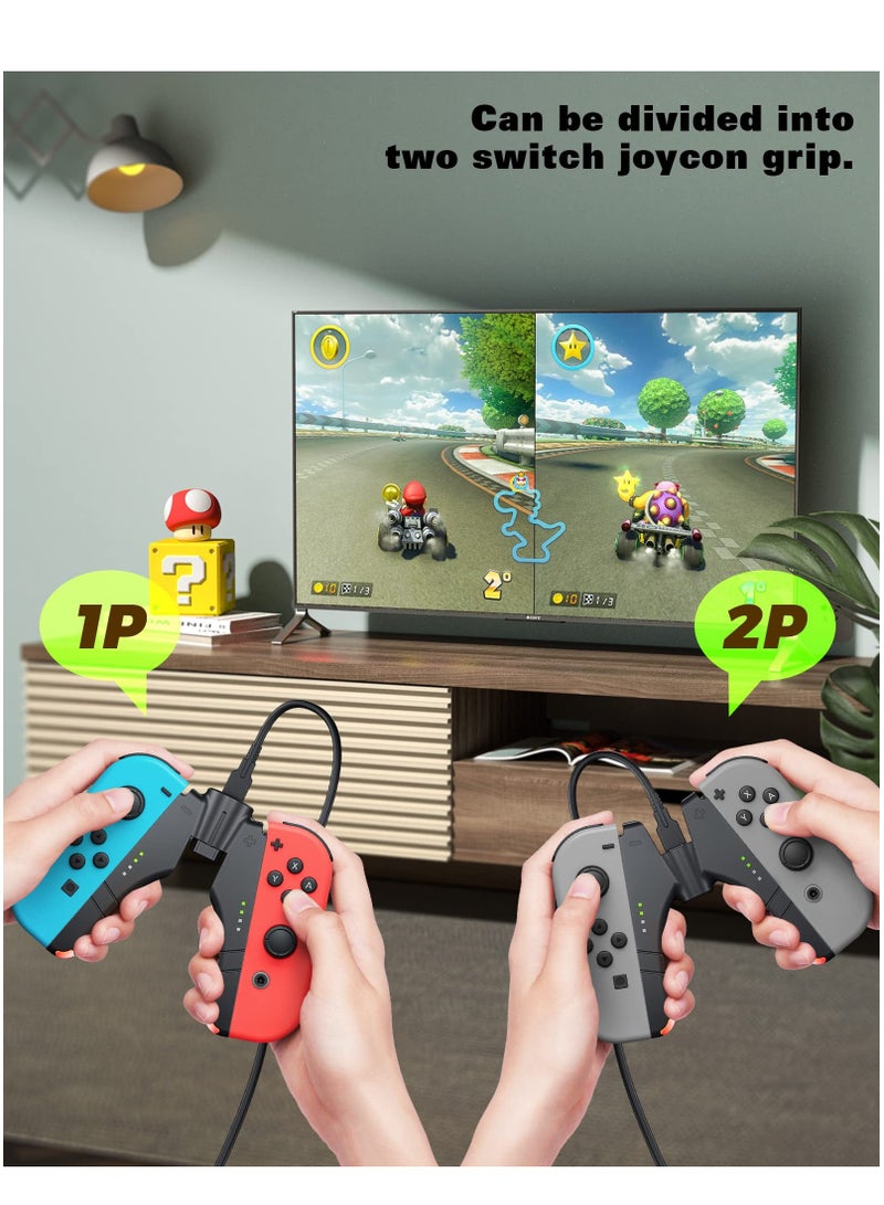 4 in 1 Joycon Charger Grip for Nintendo Switch / OLED, Joy-Con Charging / Comfort Grip / Storage, Controller Holder for Switch Joycon / 3rd Party Joypad