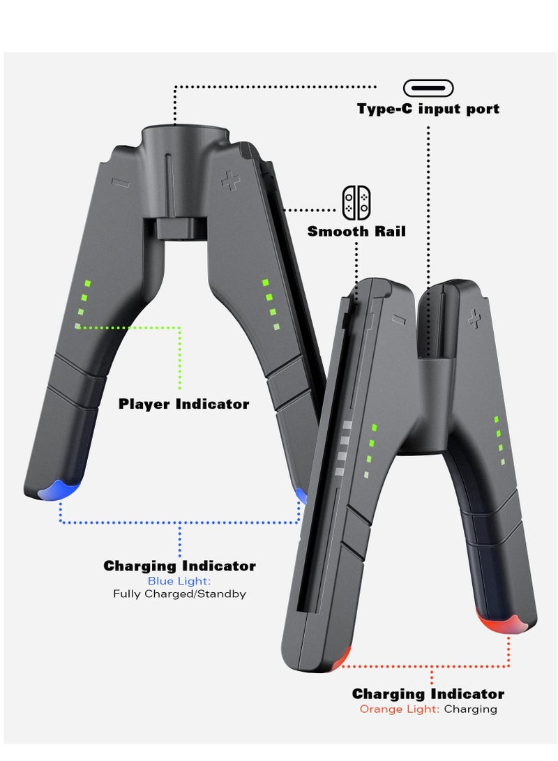 4 in 1 Joycon Charger Grip for Nintendo Switch / OLED, Joy-Con Charging / Comfort Grip / Storage, Controller Holder for Switch Joycon / 3rd Party Joypad