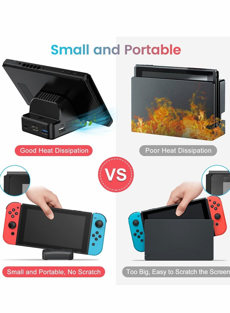 TV Docking Station for Switch, Portable for Switch Dock to NS PD Protocol Avoids, Cooling Fan, USB 3.0 Port