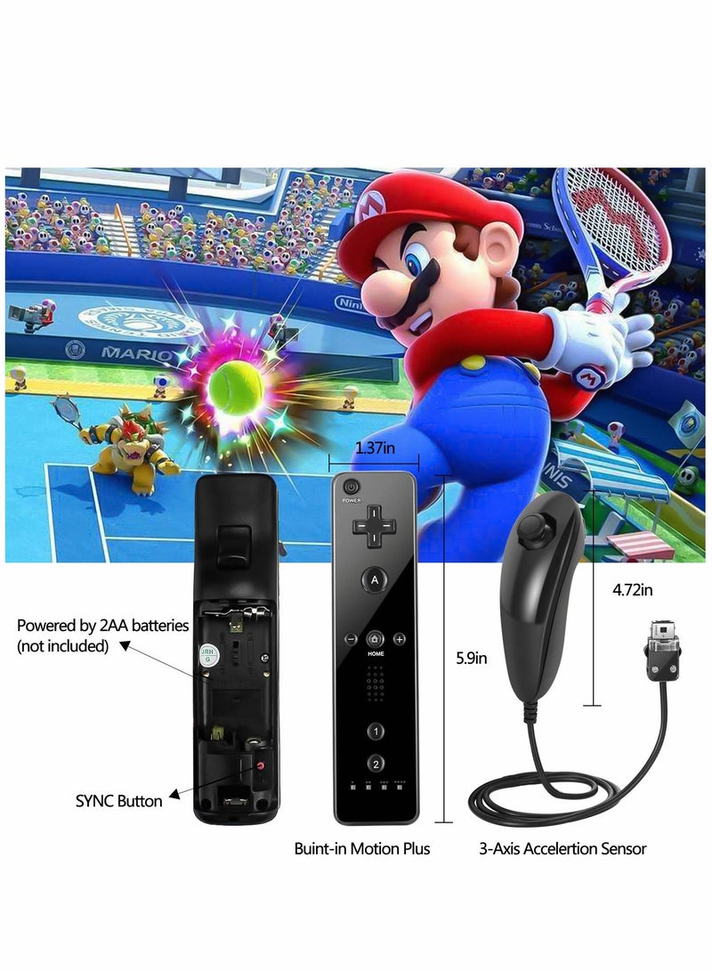 Controllers for Wii and Wii U, NC Remote Controller with and Nunchaku Controller Replacement, Including Wii Remote Controller and Wii Nunchucks, with Silicone Case and Wrist Strap