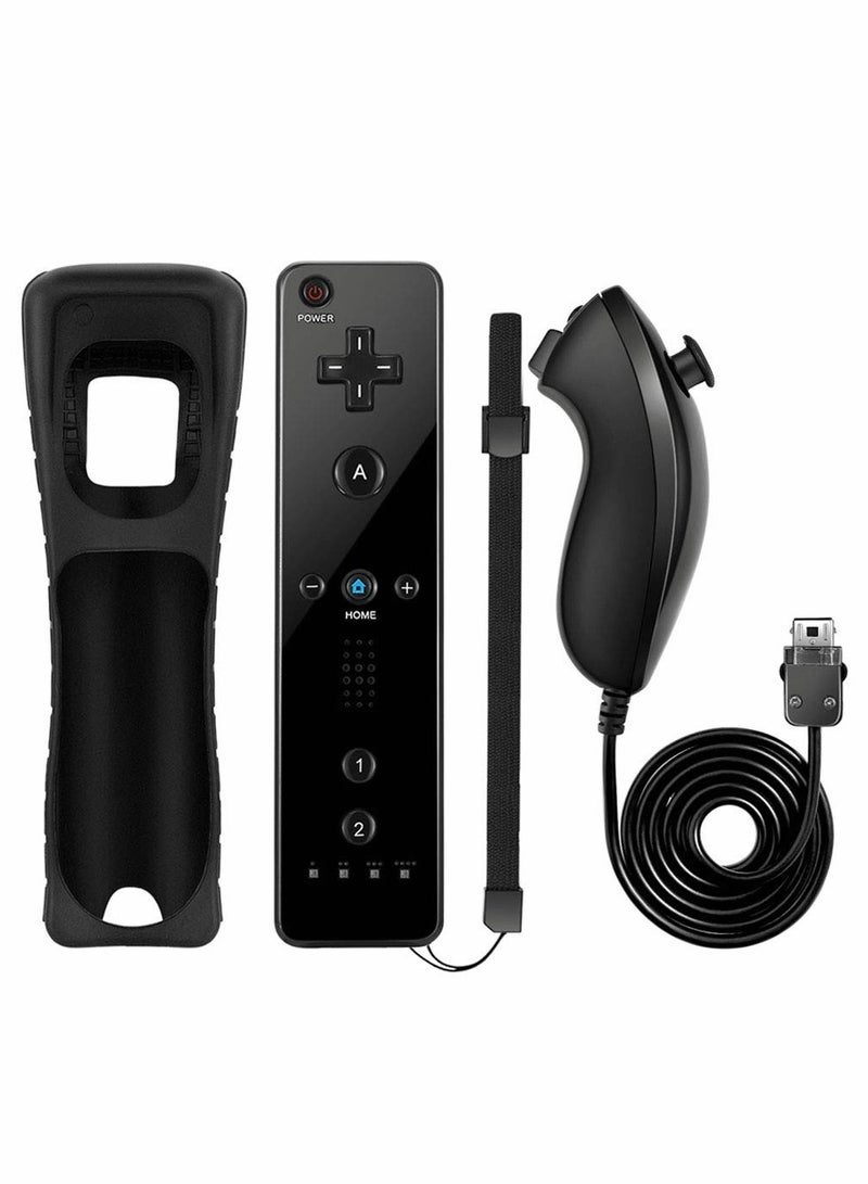 Controllers for Wii and Wii U, NC Remote Controller with and Nunchaku Controller Replacement, Including Wii Remote Controller and Wii Nunchucks, with Silicone Case and Wrist Strap