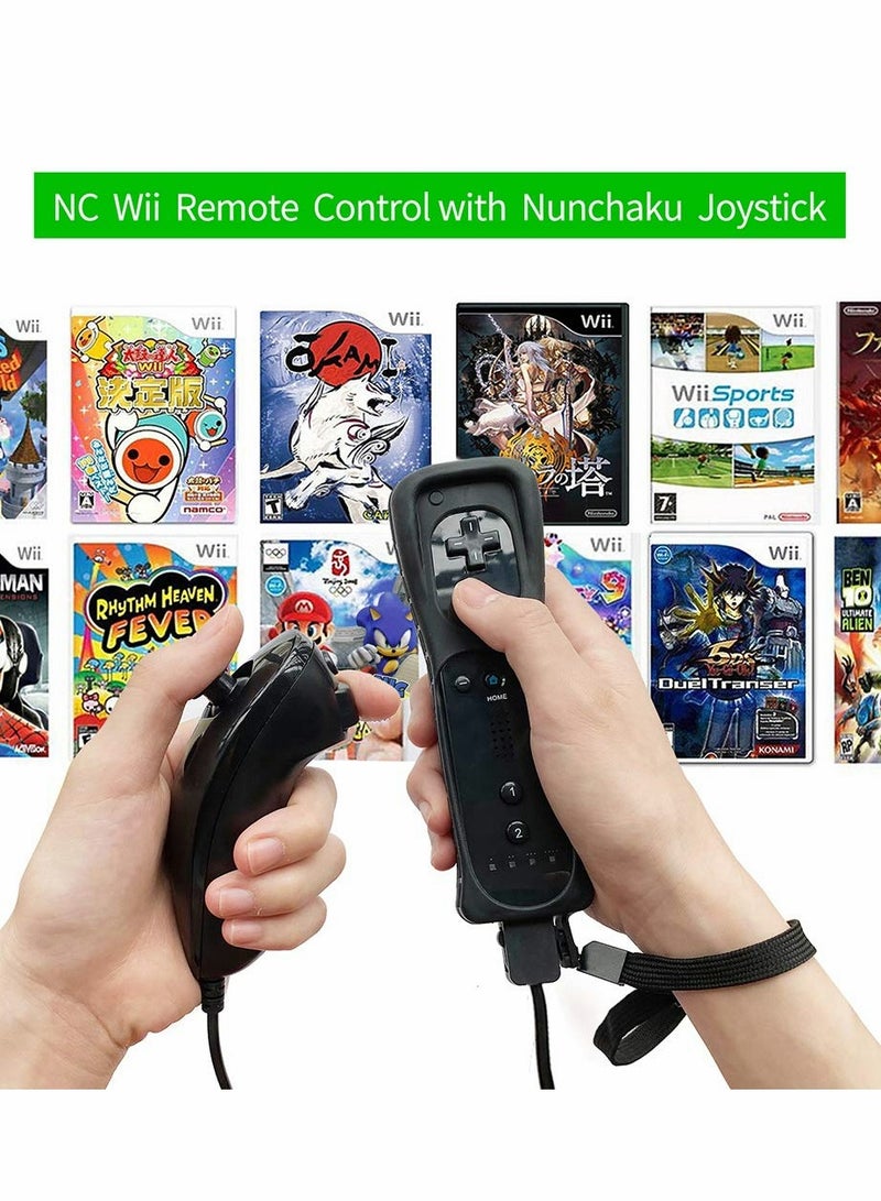 Controllers for Wii and Wii U, NC Remote Controller with and Nunchaku Controller Replacement, Including Wii Remote Controller and Wii Nunchucks, with Silicone Case and Wrist Strap