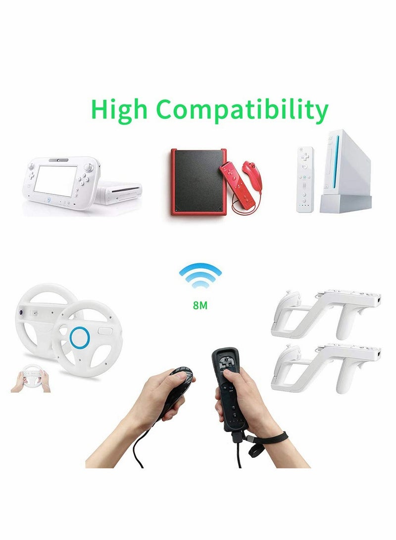 Controllers for Wii and Wii U, NC Remote Controller with and Nunchaku Controller Replacement, Including Wii Remote Controller and Wii Nunchucks, with Silicone Case and Wrist Strap