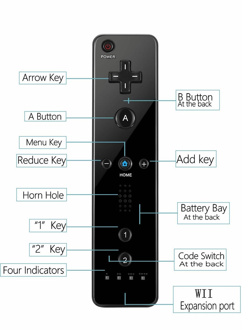 Controllers for Wii and Wii U, NC Remote Controller with and Nunchaku Controller Replacement, Including Wii Remote Controller and Wii Nunchucks, with Silicone Case and Wrist Strap