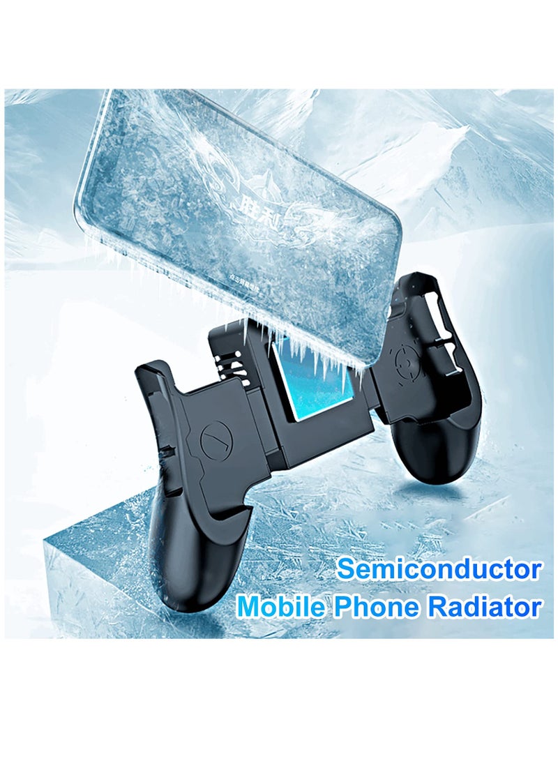 Mobile Game Controller + Active Cooling Fan Phone Radiator Grip, heat dissipation function,Semiconductor Mobile Game Controller Gamepads, Compatible with iOS/Android Phone Black