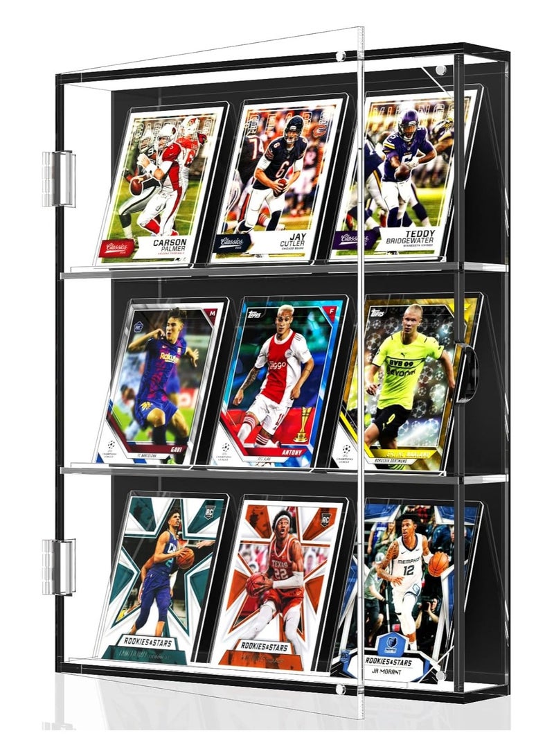Acrylic Baseball Card Display Case, Sports Card Display Frame Wall Mount with UV Protection Clear View, Trading Card Display Case with Magnetic Door for Football Basketball Hockey, Vertical