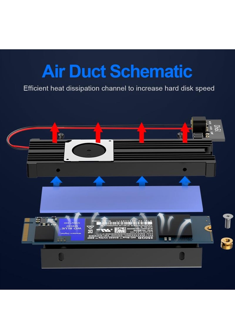 M.2 Heatsink for NVME 2280 SSD - Supports Single/Double Sided M.2 SSD Cooling with Thermal Silicone Pads. Cooler for Computer, PC, for PS5. Ideal for PCIe NVME or NGFF SATA M.2 SSD Installation