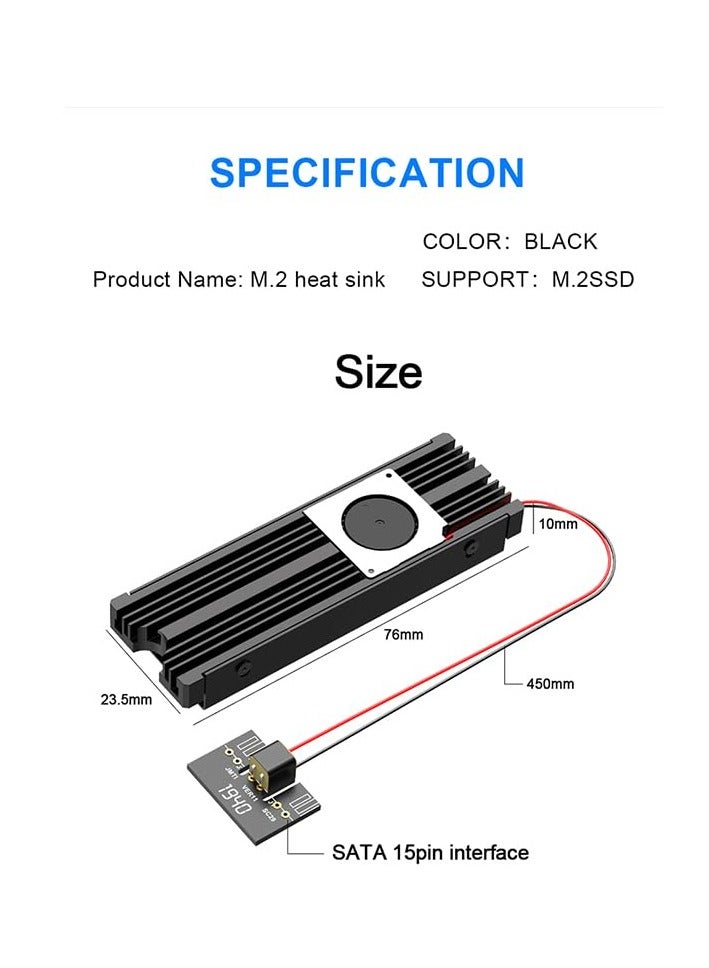 M.2 Heatsink for NVME 2280 SSD - Supports Single/Double Sided M.2 SSD Cooling with Thermal Silicone Pads. Cooler for Computer, PC, for PS5. Ideal for PCIe NVME or NGFF SATA M.2 SSD Installation