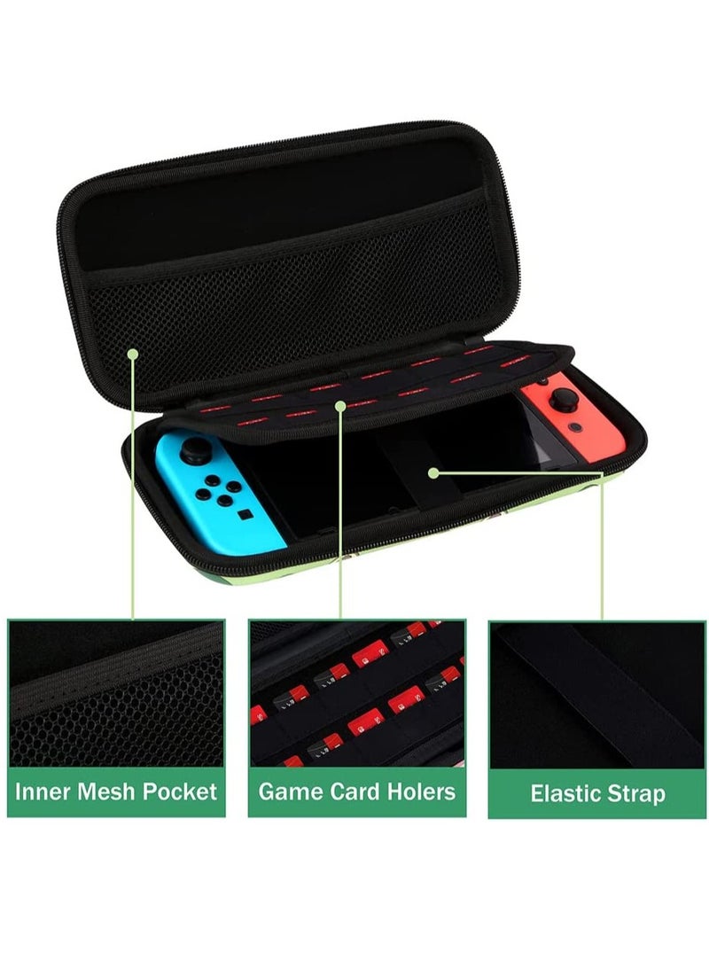 Storage Bag Case for Nintendo Switch Game Console, Cartoon Avocado Hard Portable Travel Carry Case with 12 Game Card Slots, Inner Storage Bag