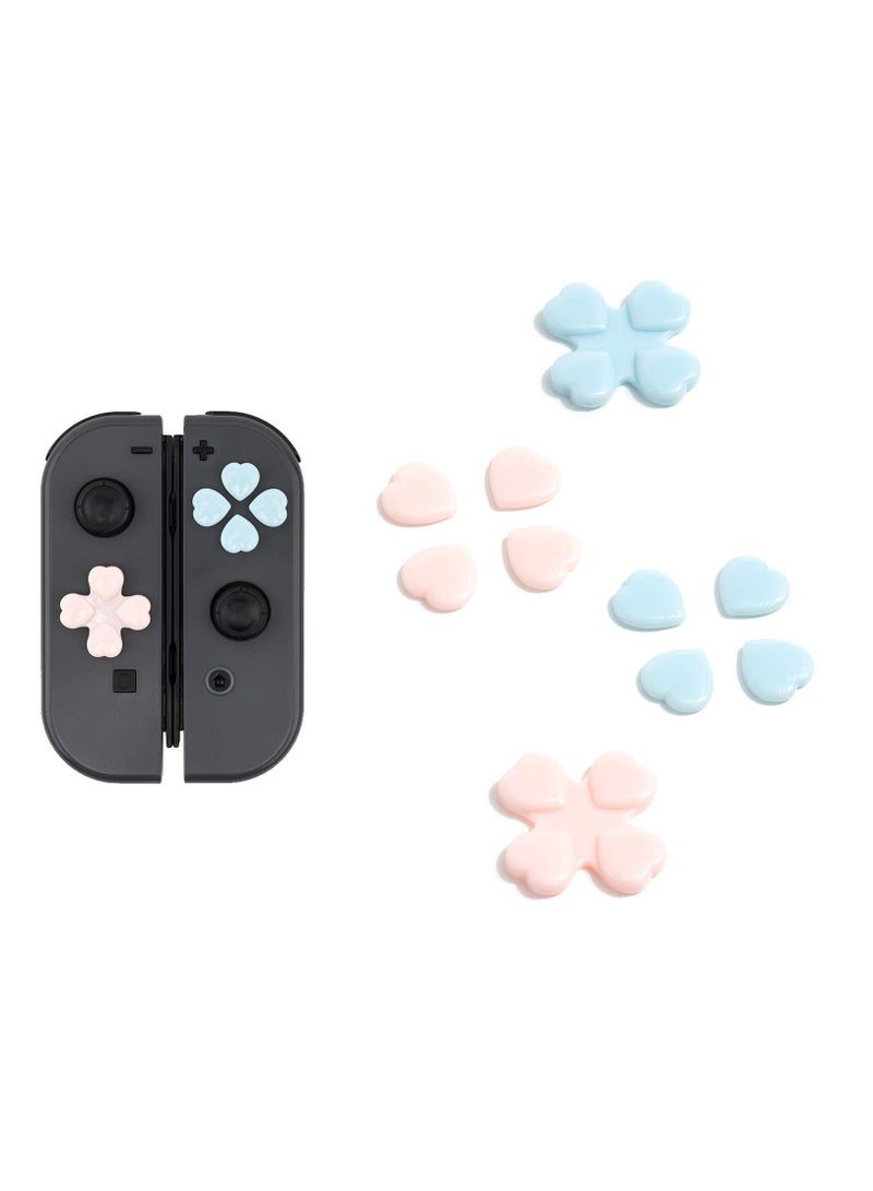 4PCS Thumb Grips Joystick Grip Button Caps,  Heart Button Caps Joystick Cover Compatible with Nintendo Switch/OLED- Pink & Blue