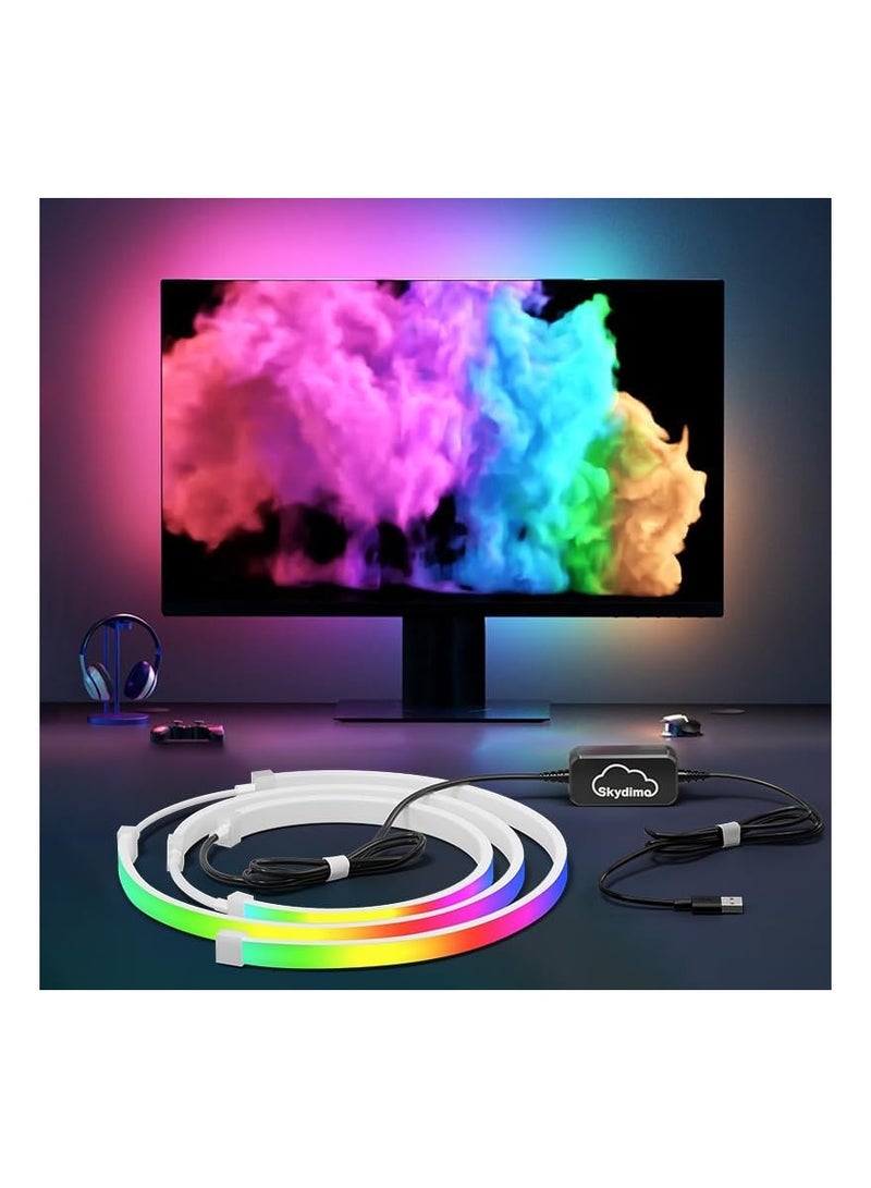 Gaming Monitor Led Backlight, Screen Color and Music Sync Led Strip Lights Via Software Control, High Frame Rate Real -Time Rgb+Ic Ambient Lighting for Desk Gaming, USB Interface, Fit 24