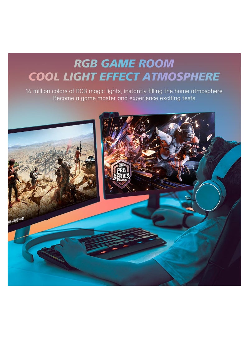 Gaming Monitor Led Backlight, Screen Color and Music Sync Led Strip Lights Via Software Control, High Frame Rate Real -Time Rgb+Ic Ambient Lighting for Desk Gaming, USB Interface, Fit 24