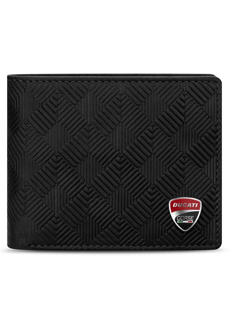 Ducati Corse Tectonic Black Genuine Leather Wallet For Men - DTLGW2200901