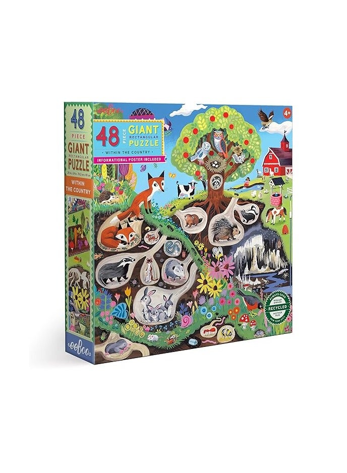 eeBoo Within The Country 48 Piece Giant Floor Jigsaw Puzzle,Multi,1 ea,PZWHCO