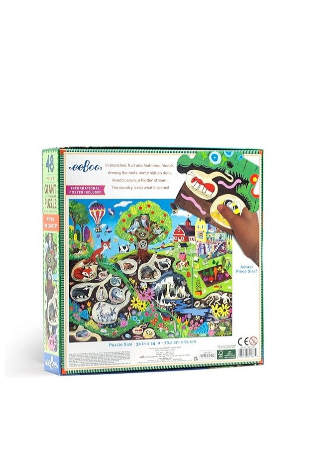 eeBoo Within The Country 48 Piece Giant Floor Jigsaw Puzzle,Multi,1 ea,PZWHCO