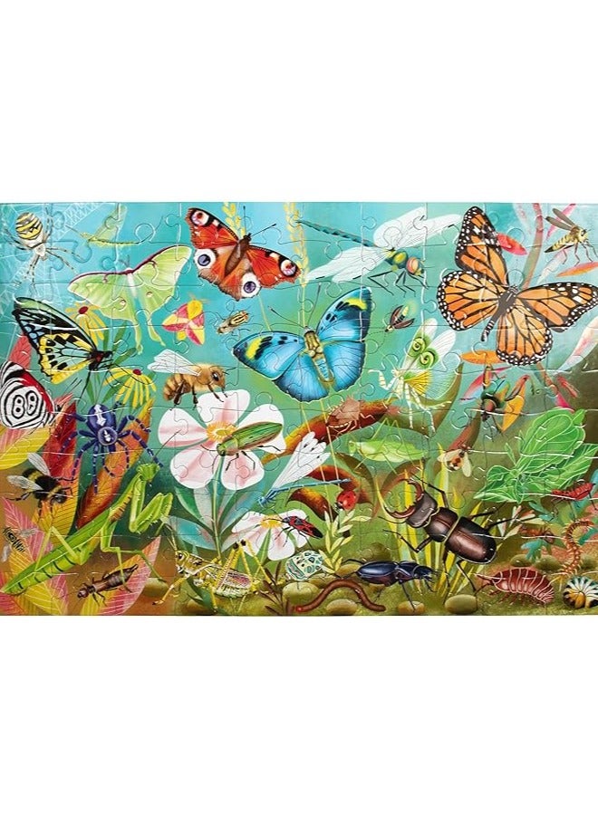 eeBoo: Love of Bugs - 100 Piece Puzzle - 24 x 16 Kids Jigsaw, Glossy Pieces, Children Ages 5+