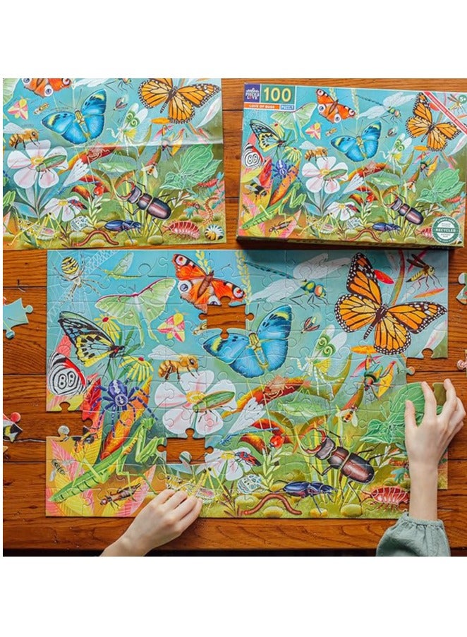 eeBoo: Love of Bugs - 100 Piece Puzzle - 24 x 16 Kids Jigsaw, Glossy Pieces, Children Ages 5+