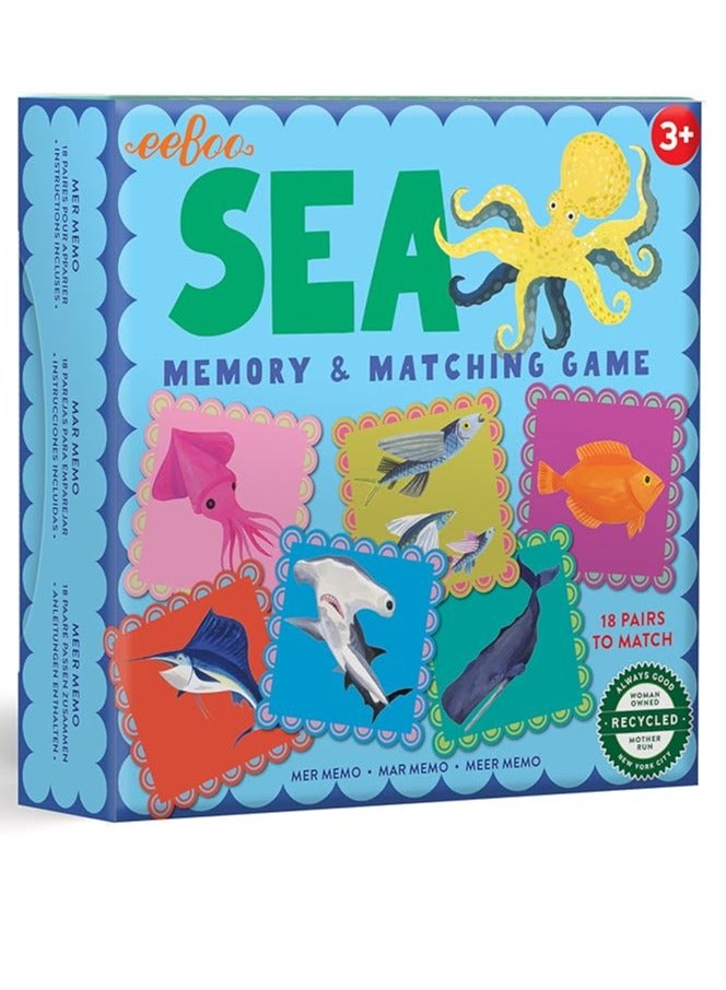 eeBoo: Sea Little Square Memory & Matching Game, Developmental and Educational Fun, Builds Recognition and Memory Skills, for Ages 3 and up