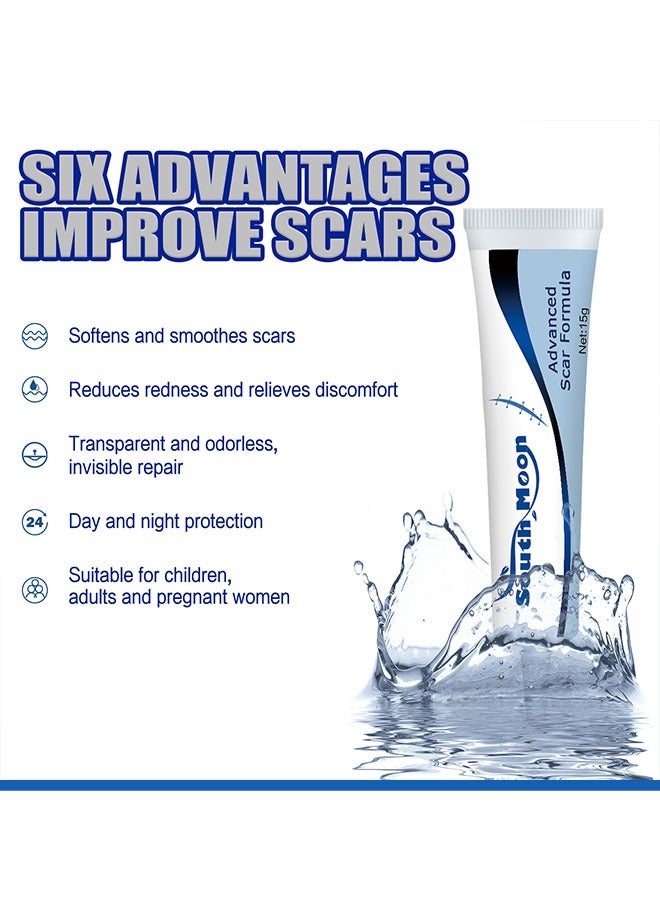 Advanced Formula Scar Gel，Scar Repairing Gel，Helps Soften And Smooth Raised Scars Skin Care Gel, Reduces Discolouration, Redness, Pain and Discomfort of Scars 15g