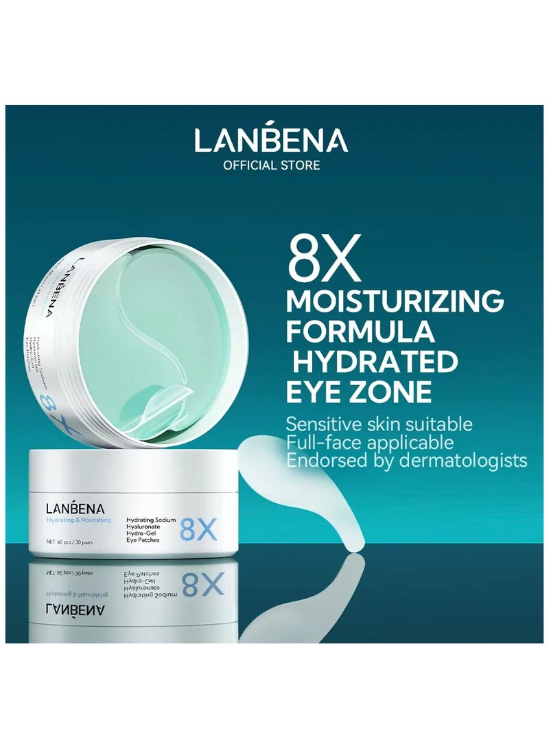 Lanbena Hydrating Sodium Hyaluronate Hydra-Gel Eye Patches 60Pcs/30Pairs