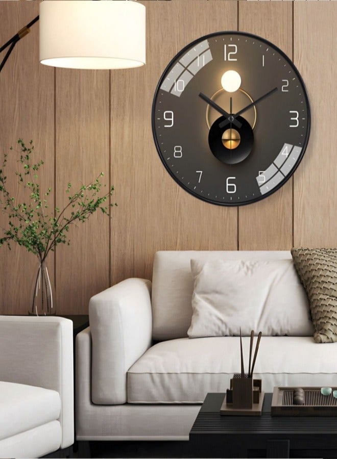 Quartz Wall Clock, 12-Inch Silent Non-Ticking Glass Round Clock for Home Living Room Bedroom Kitchen