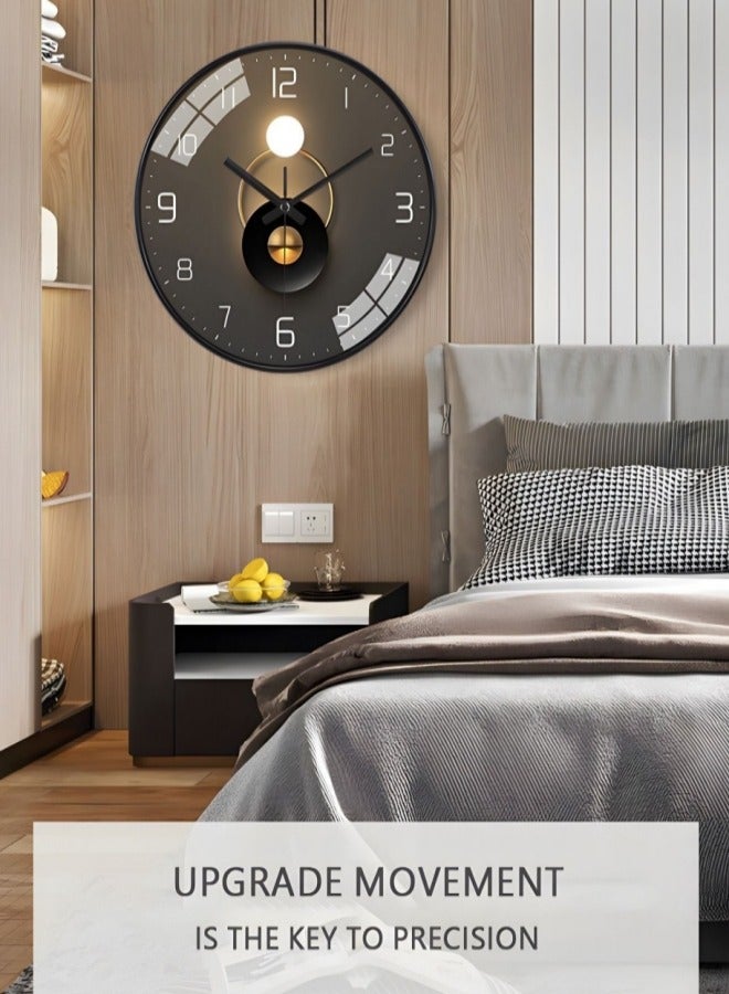 Quartz Wall Clock, 12-Inch Silent Non-Ticking Glass Round Clock for Home Living Room Bedroom Kitchen
