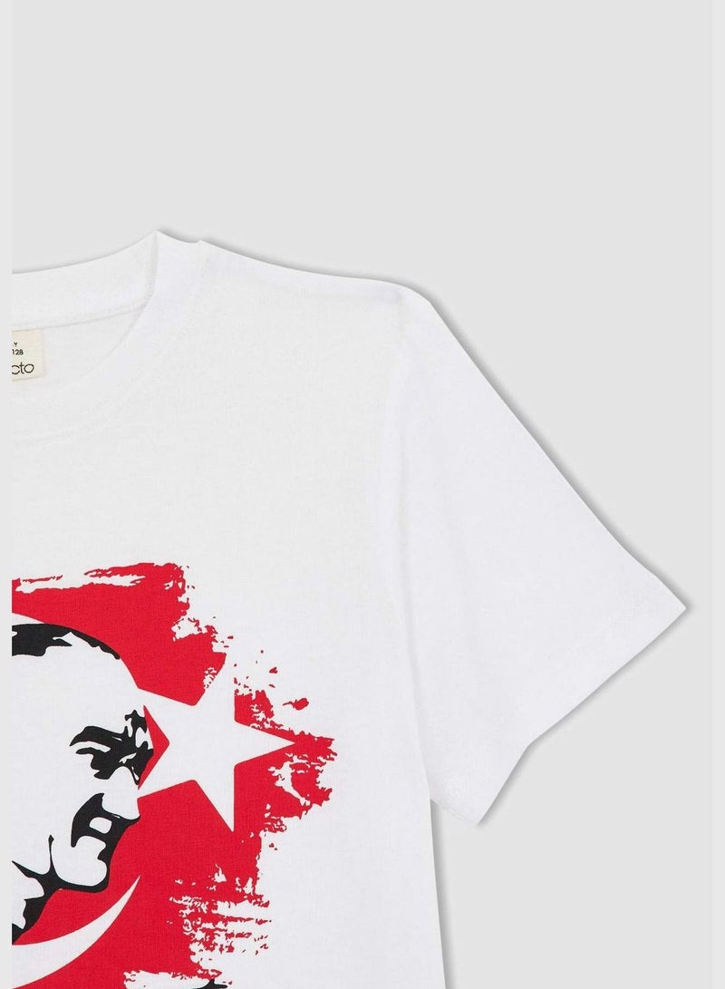 Boy Crew Neck Atatürk Printed Short Sleeved T-Shirt