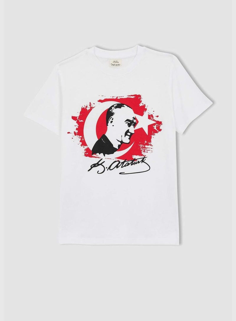 Boy Crew Neck Atatürk Printed Short Sleeved T-Shirt