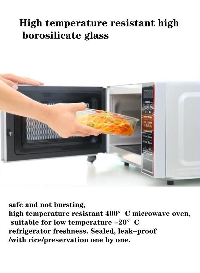 3- Piece Microwave Heating Glass Lunch Box Glass Bowls 1000ml, 960ml, 700ml with Insulation Bag