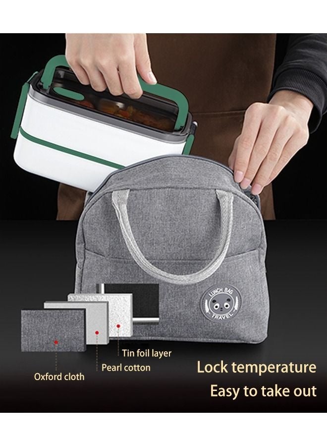 Portable Double-layer Plastic Lunch Box for Microwave Oven Heating and Heat Preservation for Kids Adult