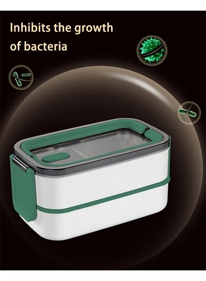 Portable Double-layer Plastic Lunch Box for Microwave Oven Heating and Heat Preservation for Kids Adult