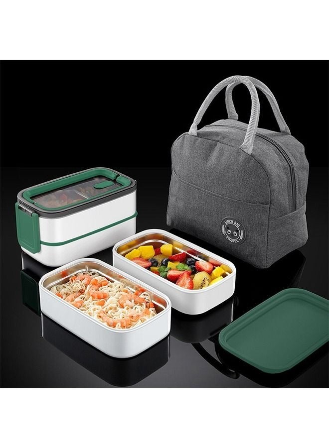 Portable Double-layer Plastic Lunch Box for Microwave Oven Heating and Heat Preservation for Kids Adult