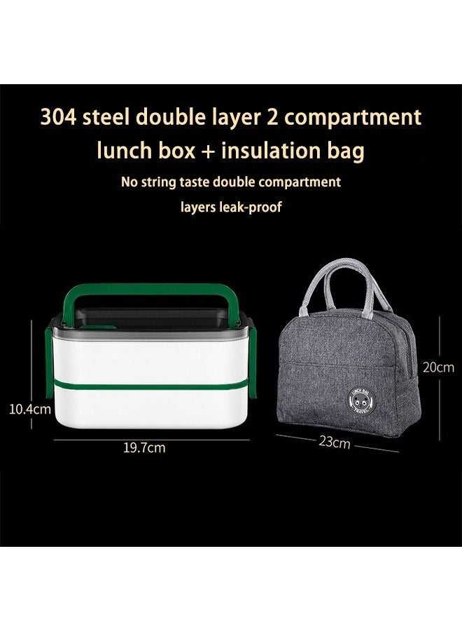 Portable Double-layer Plastic Lunch Box for Microwave Oven Heating and Heat Preservation for Kids Adult