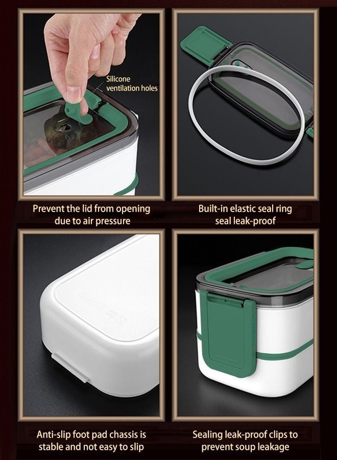 Portable Double-layer Plastic Lunch Box for Microwave Oven Heating and Heat Preservation for Kids Adult