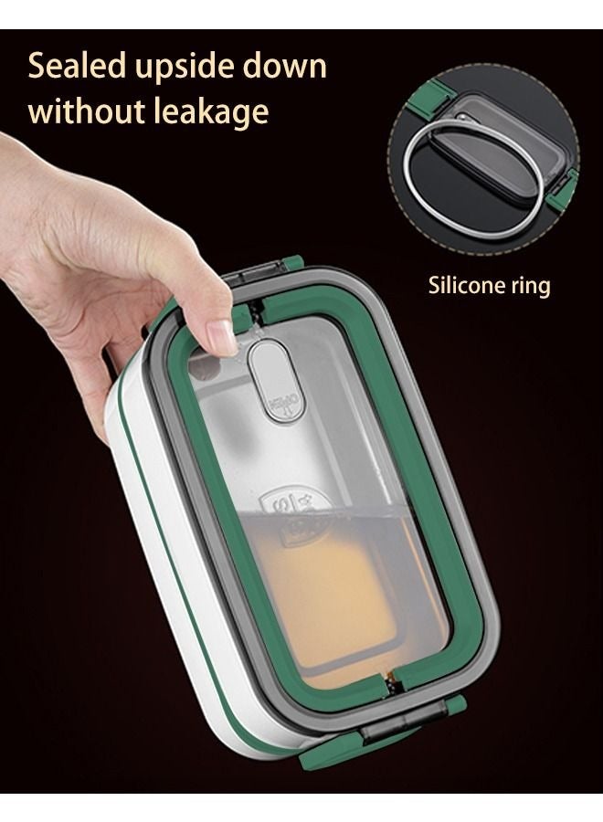 Portable Double-layer Plastic Lunch Box for Microwave Oven Heating and Heat Preservation for Kids Adult