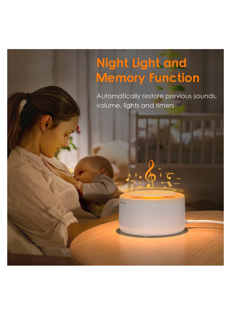 SYOSI Sleep Sound Machine, White Noise Machine with 30 Natural Soothing Sounds, 30 Level Volume Light 3 Timer Memory Function, Noise Machine Powered by AC or USB, for Adults, Baby and Kids