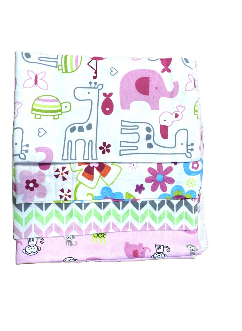 4-Piece Kid's Blanket Cotton Multicolor 70x70centimeter