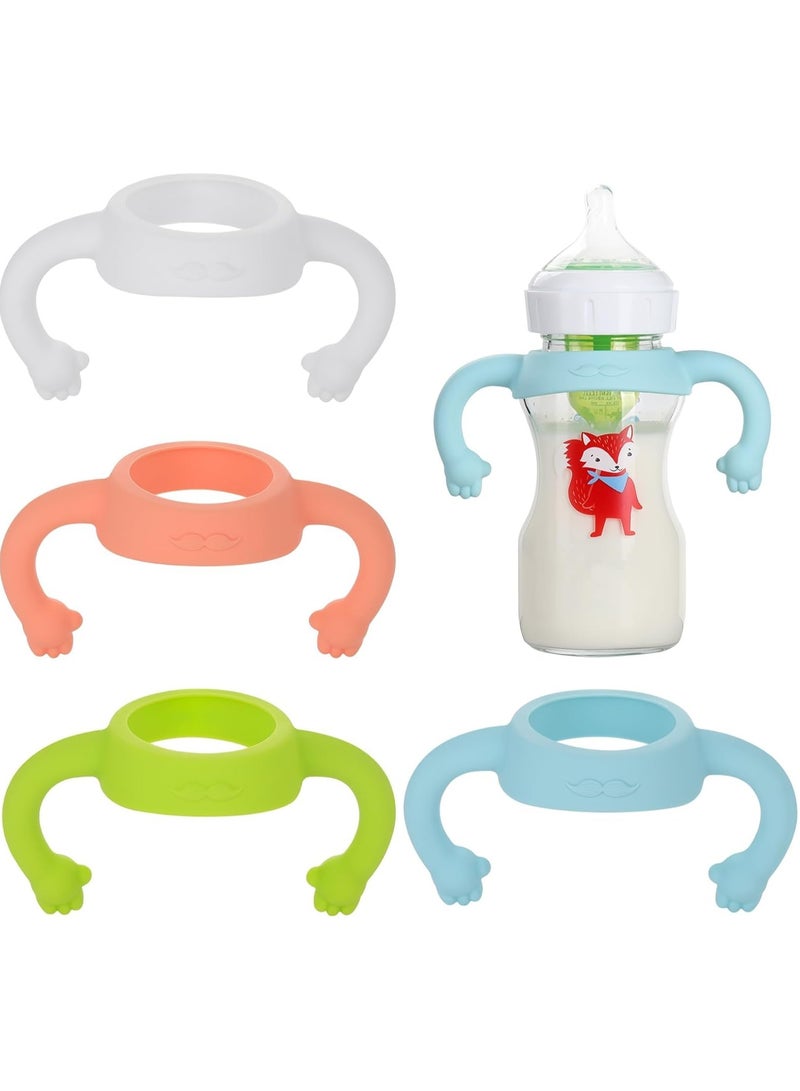 Baby Bottle Handles,4 Pack Silicone Baby Bottle Holder with Easy Grip Handles to Hold Their Own Bottle, Bottle Handles for 1.85