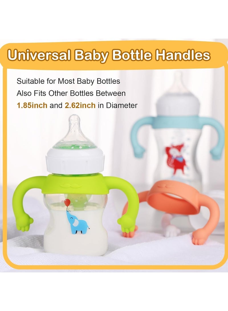 Baby Bottle Handles,4 Pack Silicone Baby Bottle Holder with Easy Grip Handles to Hold Their Own Bottle, Bottle Handles for 1.85